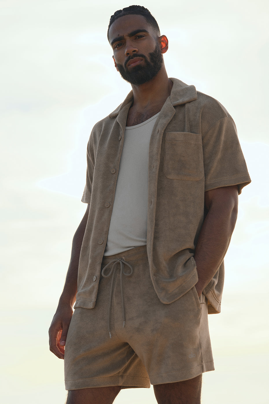 Coastal Terry Button Up - Gravel
