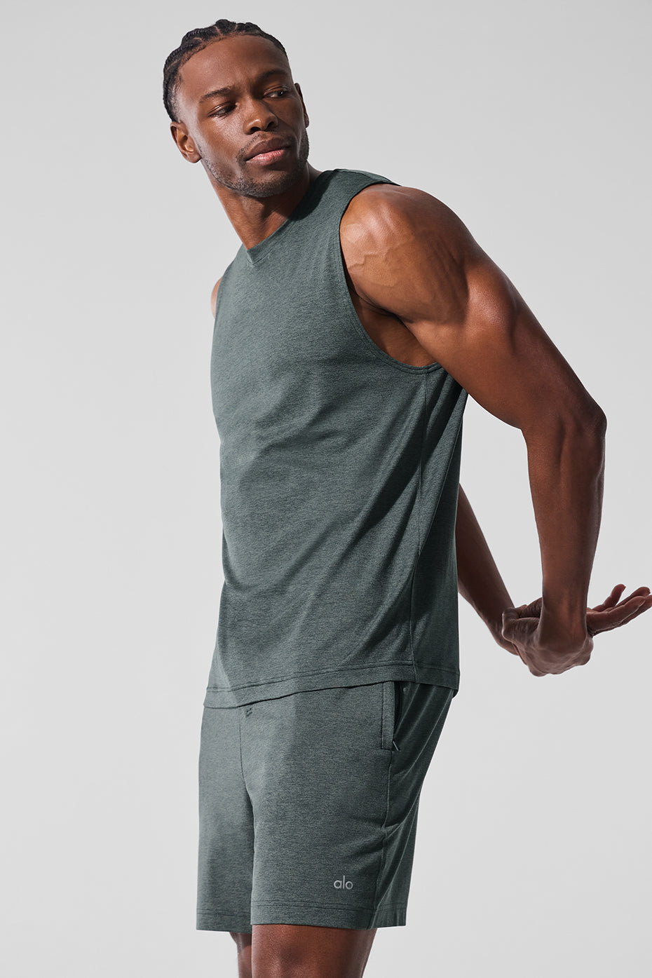 Conquer Muscle Tank - Charcoal Green Heather