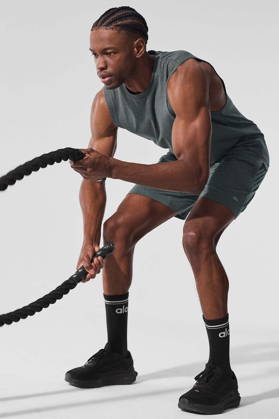 Conquer Muscle Tank - Charcoal Green Heather
