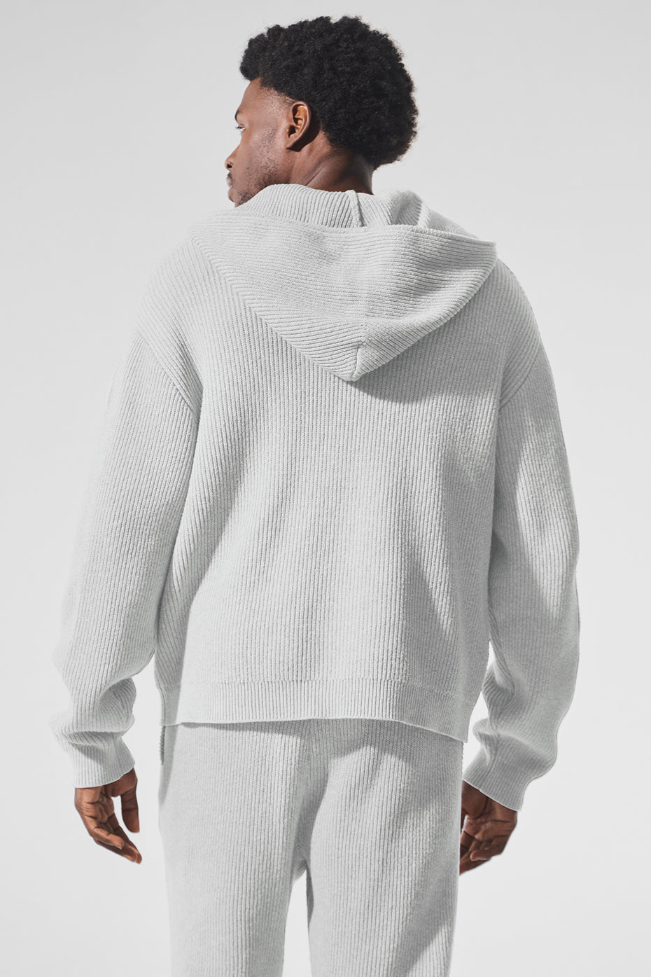 Domain Rib Knit Full Zip Sweater - Athletic Heather Grey