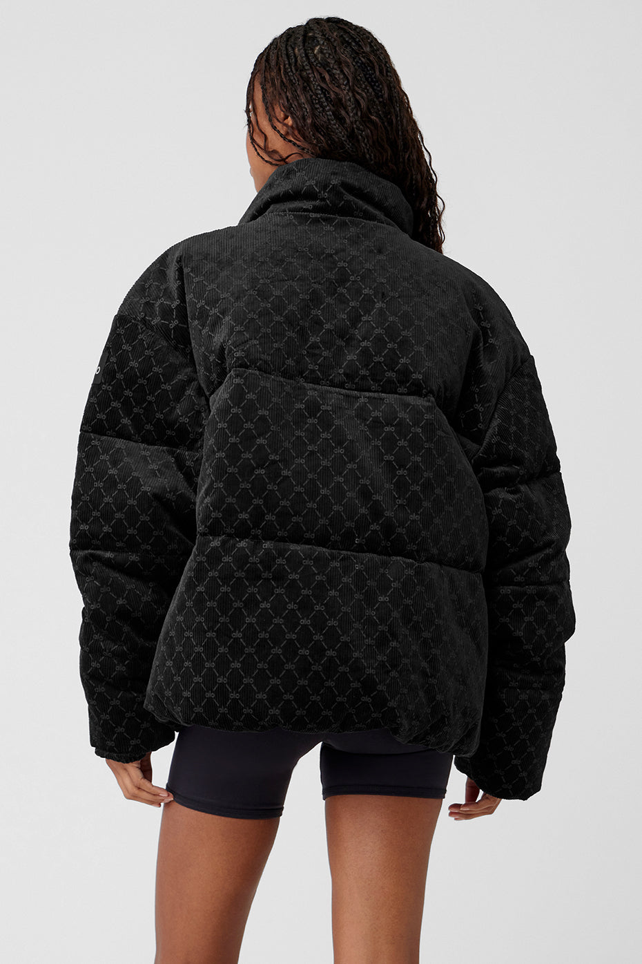 Debossed Corduroy Stage Puffer - Black