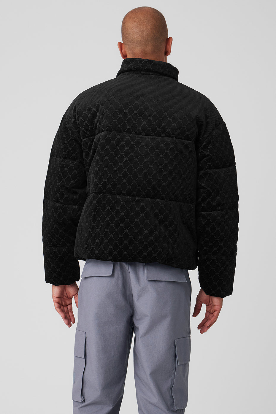 Debossed Corduroy Stage Puffer - Black
