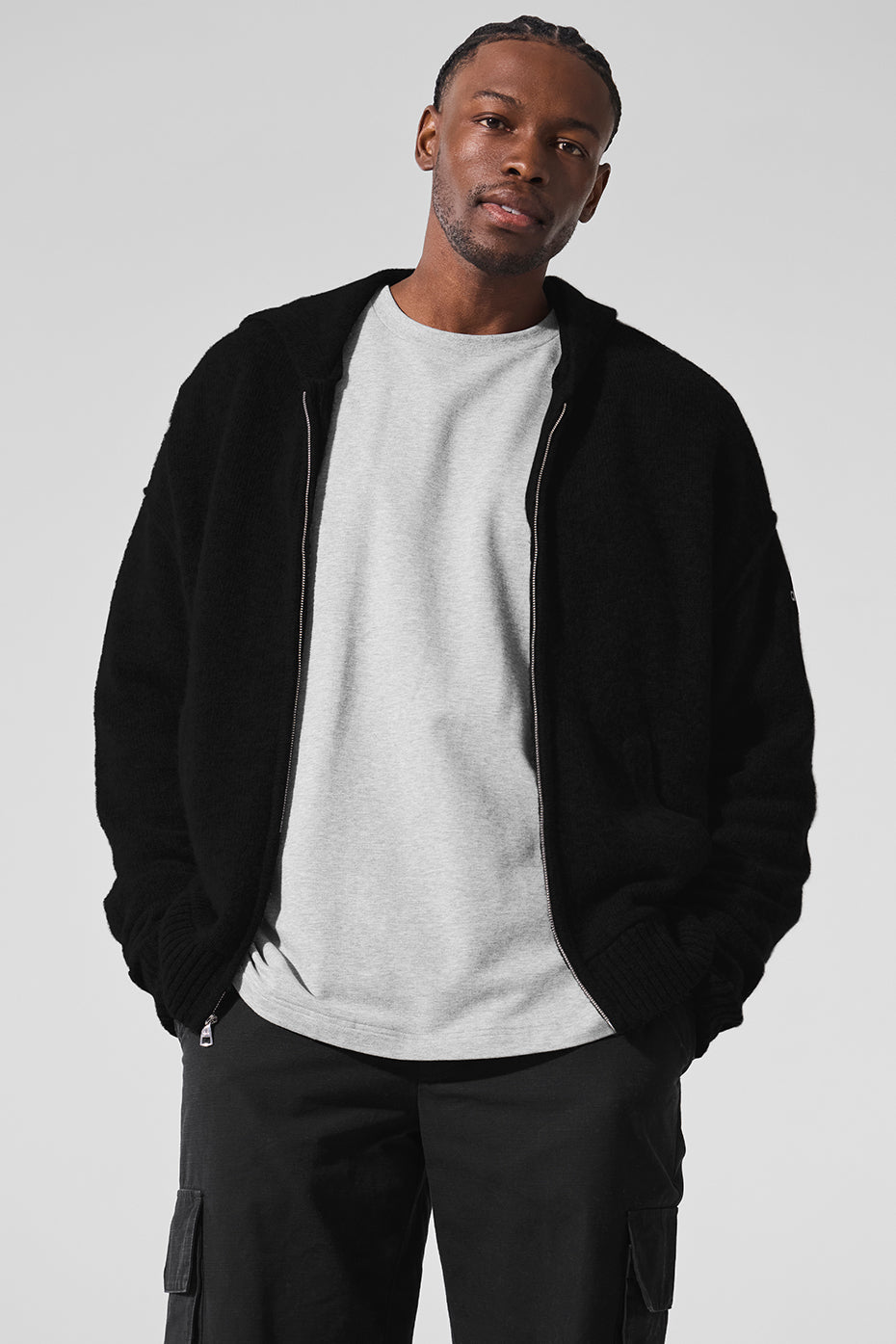 New Class Cashmere Full Zip Hoodie - Black