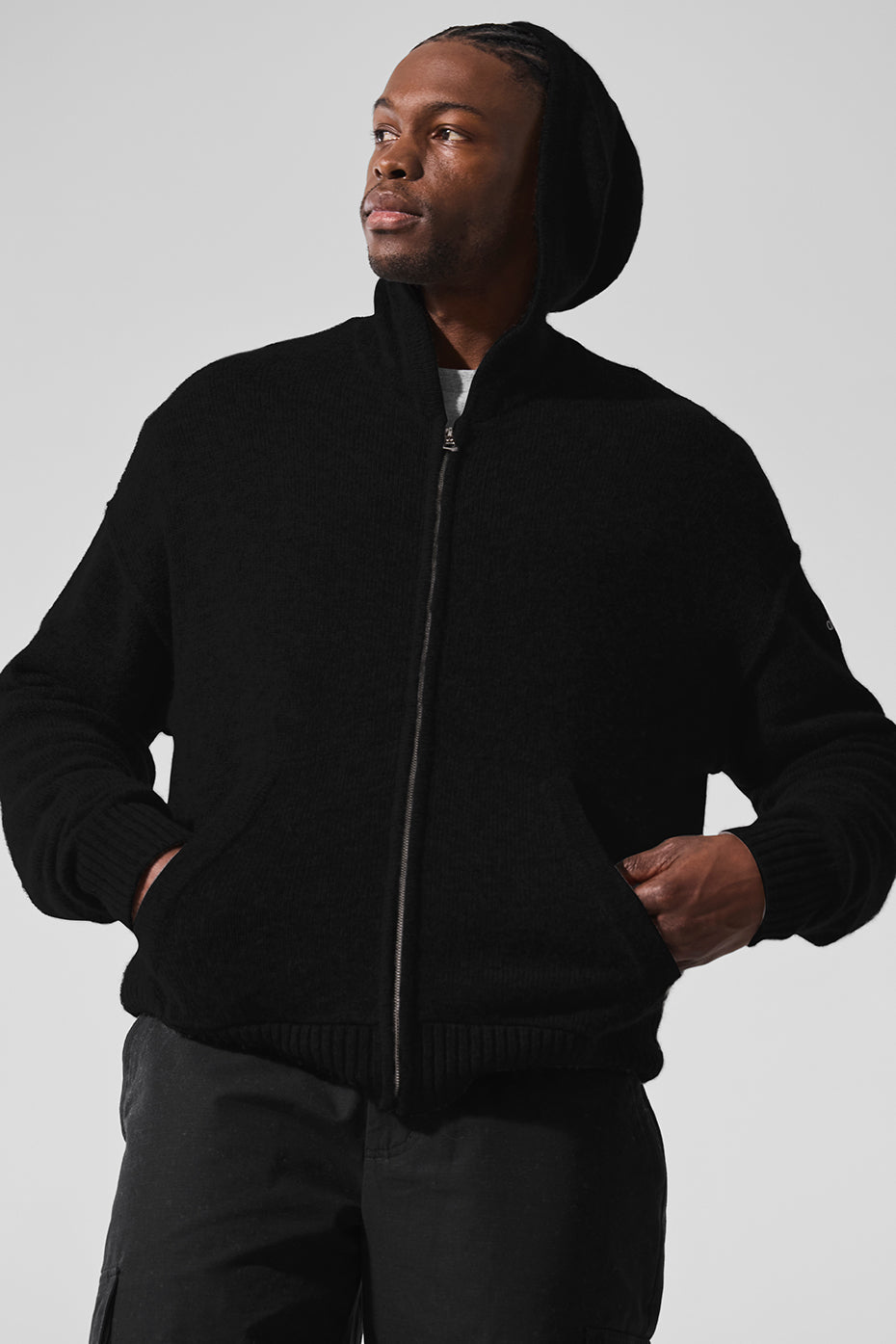 New Class Cashmere Full Zip Hoodie - Black