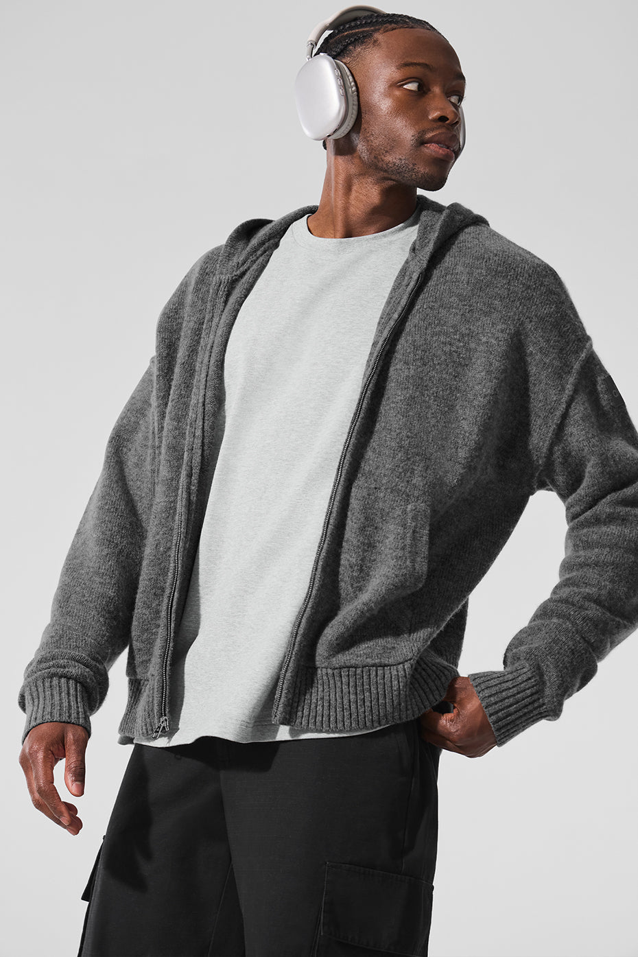 New Class Cashmere Full Zip Hoodie - Platinum Grey
