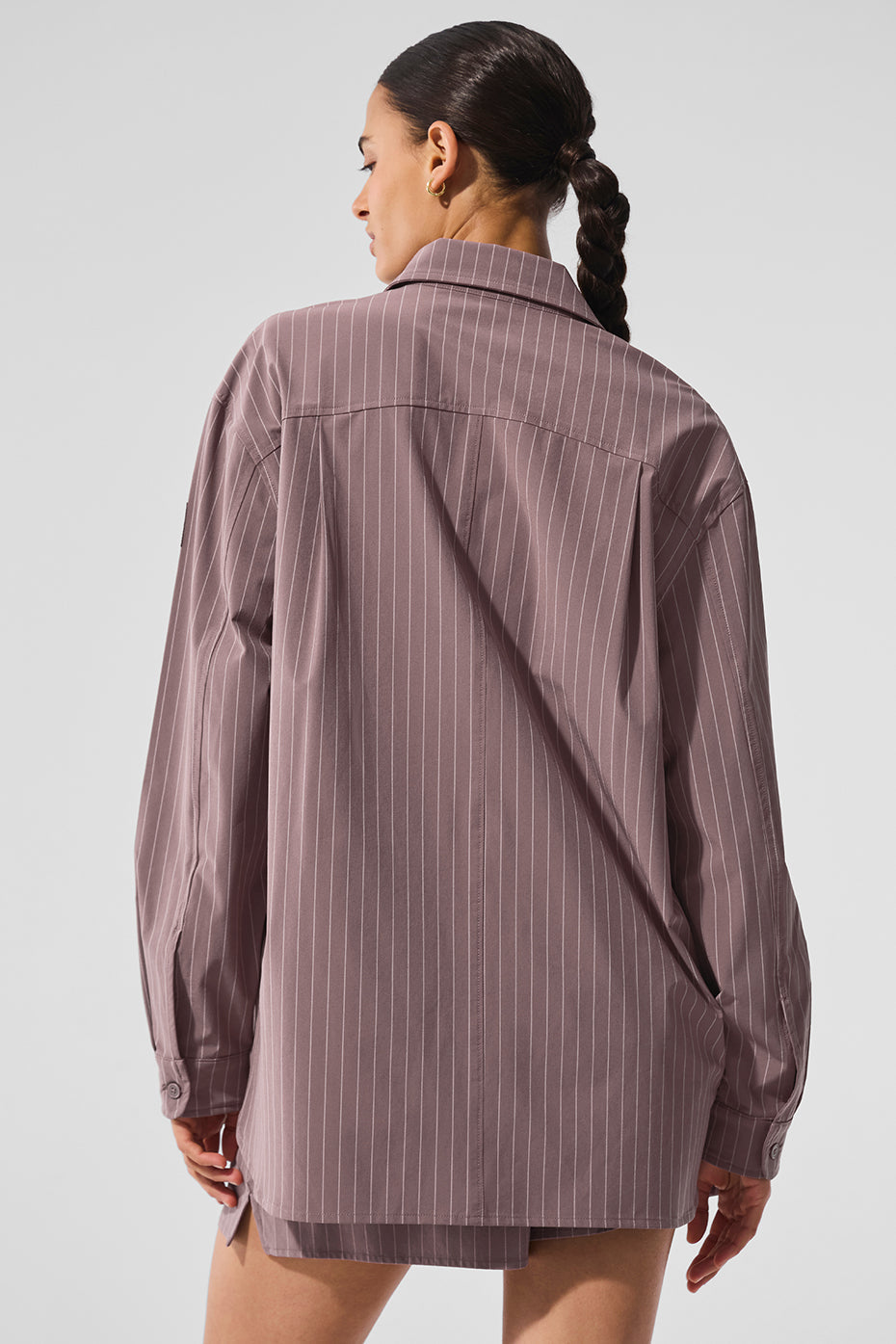 Pinstripe Daylight Button Down Long Sleeve - Mushroom/Ivory