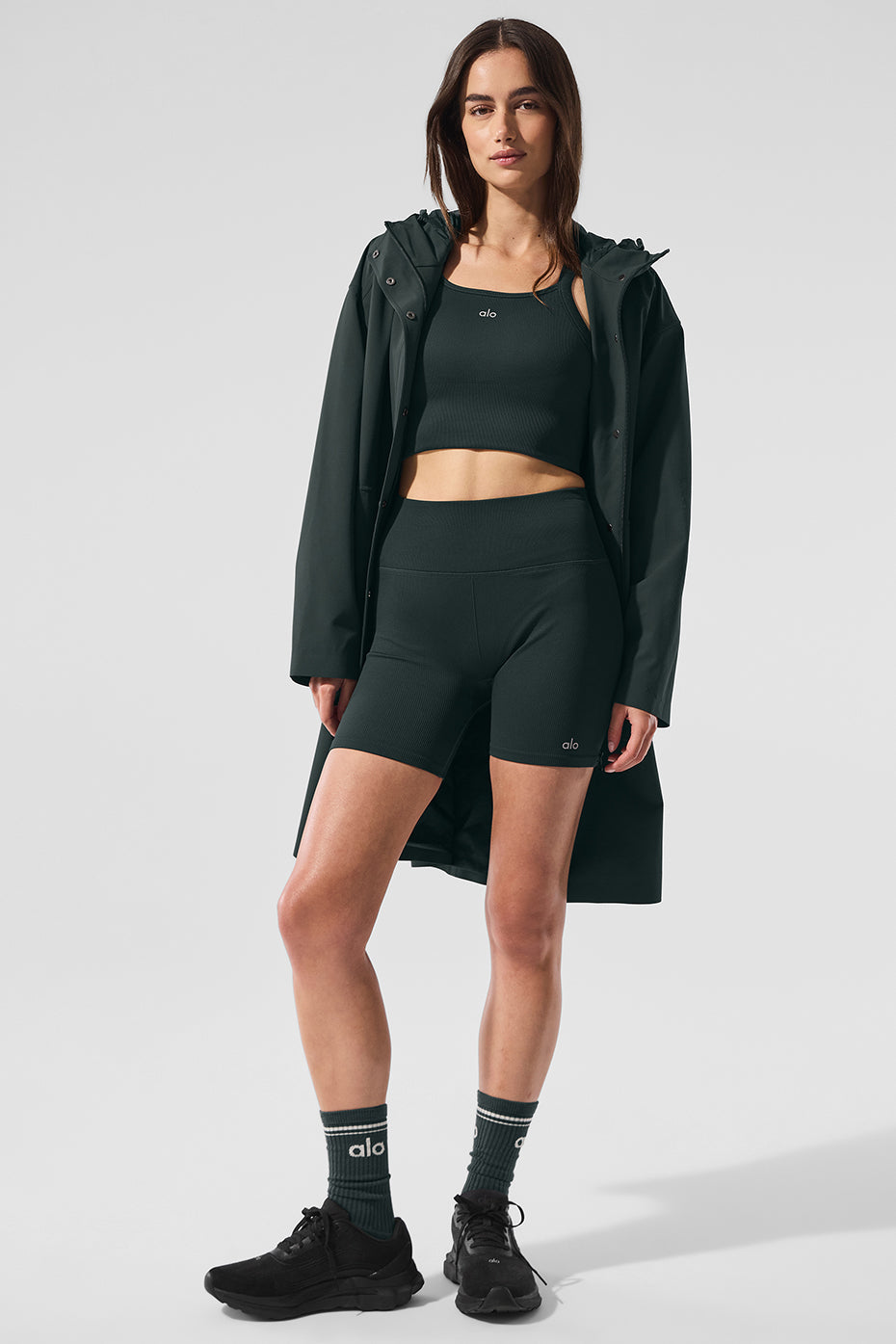 Rain Or Shine Long Coat - Charcoal Green