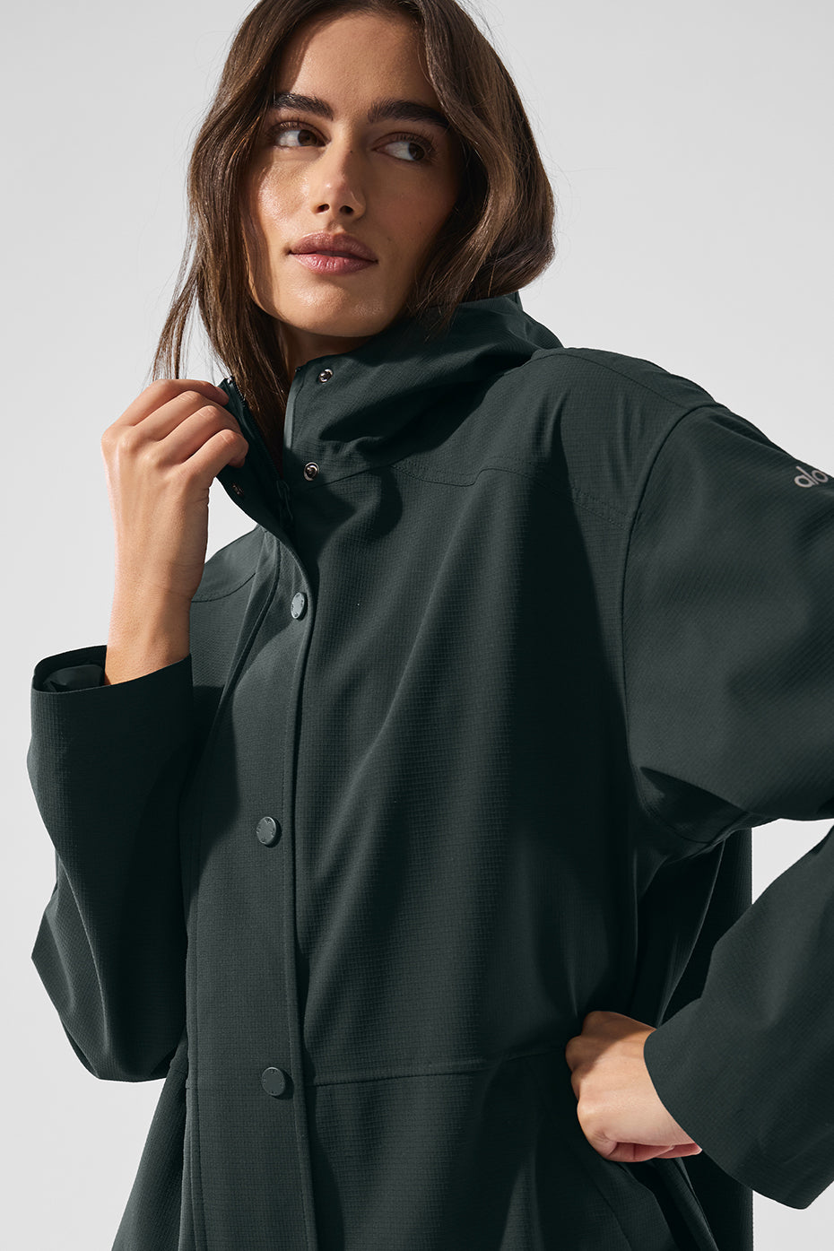 Rain Or Shine Long Coat - Charcoal Green