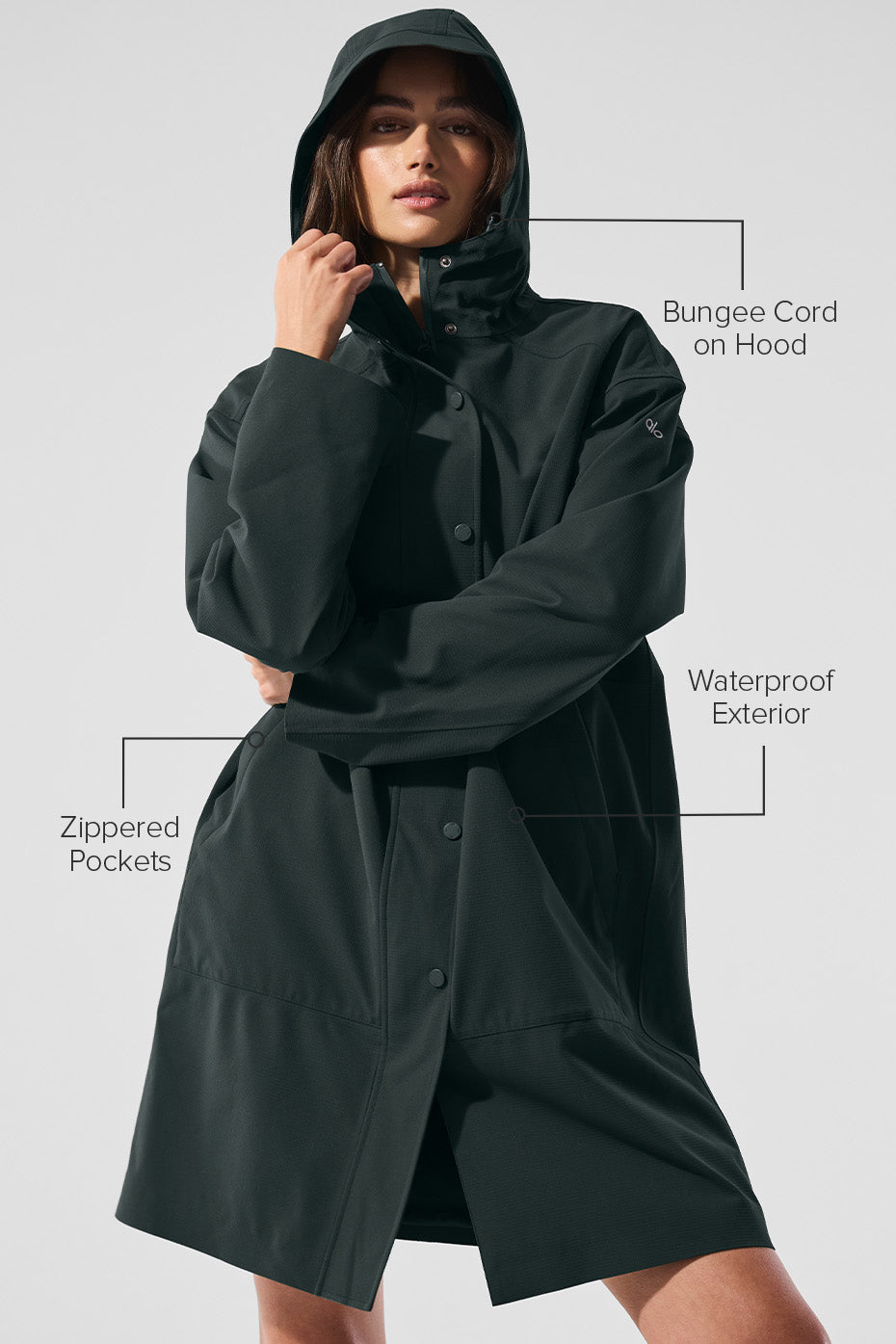 Rain Or Shine Long Coat - Charcoal Green