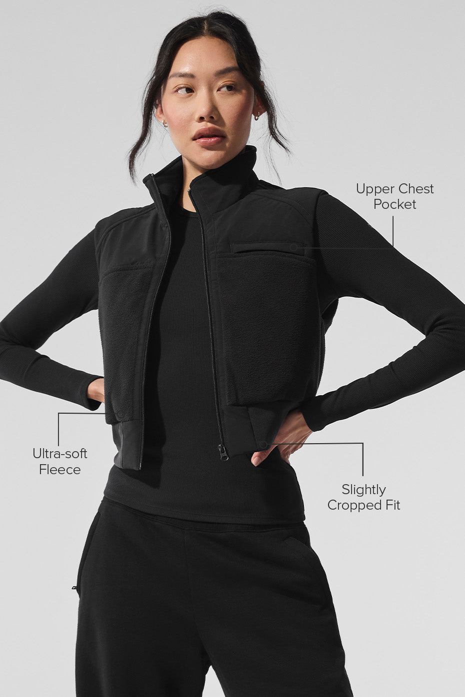 Polar Fleece Wintry Mix Vest - Black