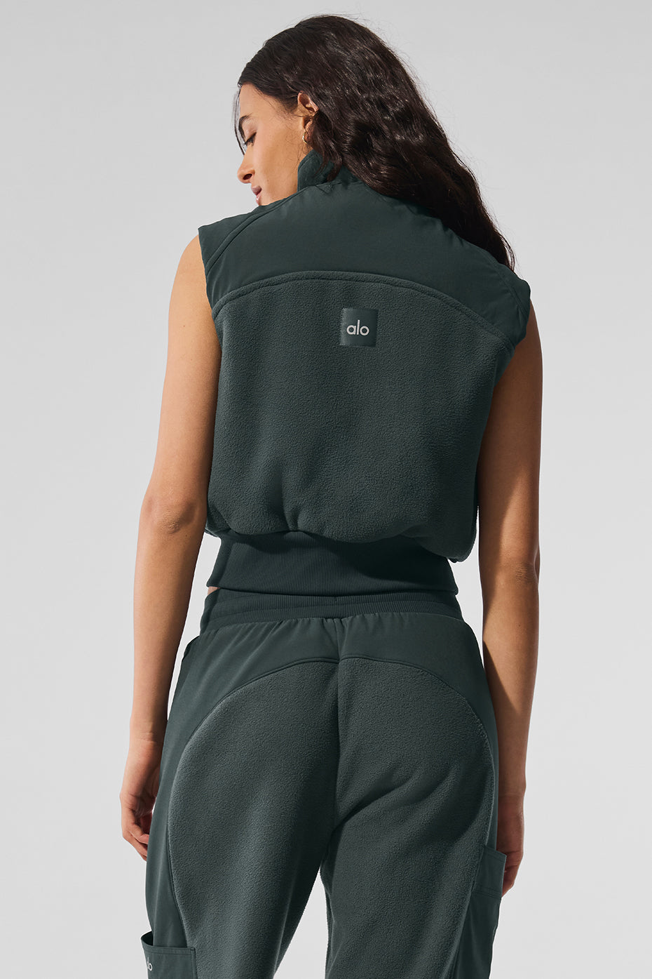 Polar Fleece Wintry Mix Vest - Charcoal Green