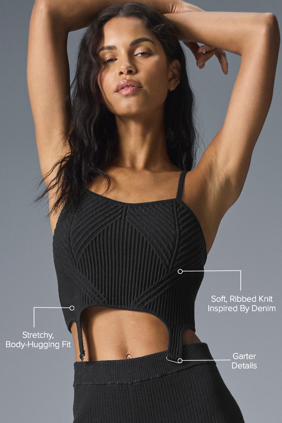 Denim Knit Garter Tank - Black/Anthracite